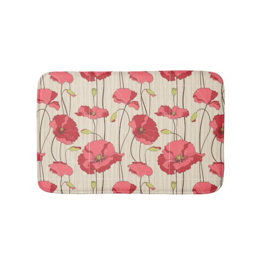 Tapis De Bain Rétro motif de pavots (Devant)