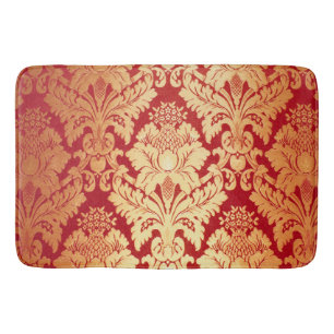 Tapis De Bain Rétro motif rouge de luxe élégant de damassé d