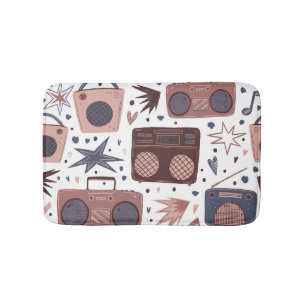 Tapis De Bain Retro Music Motif Vintage sans couture.