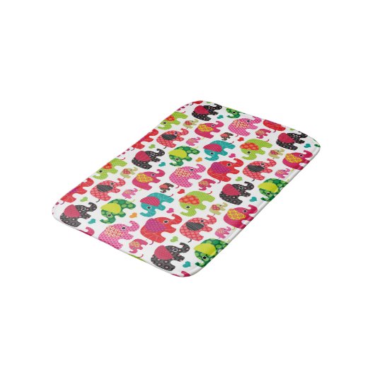 Tapis De Bain rétro papier peint de motif d'enfants d'éléphant (Angle)