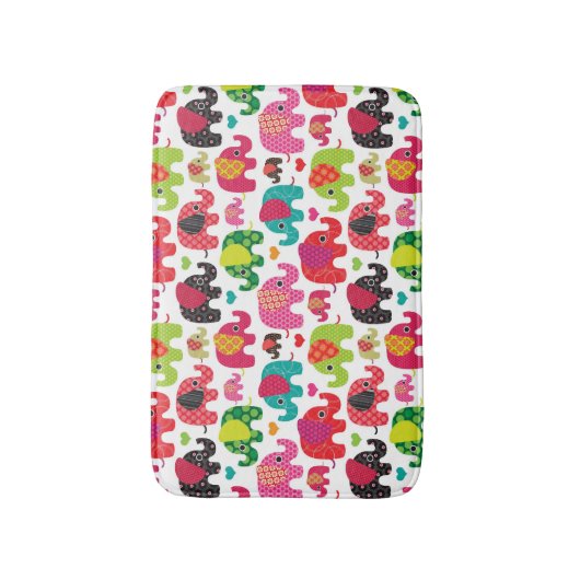 Tapis De Bain rétro papier peint de motif d'enfants d'éléphant (Devant (Vertical))
