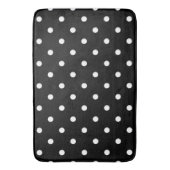 Tapis De Bain Rétro Points Blancs Sur Fond Noir (devant Vertical)