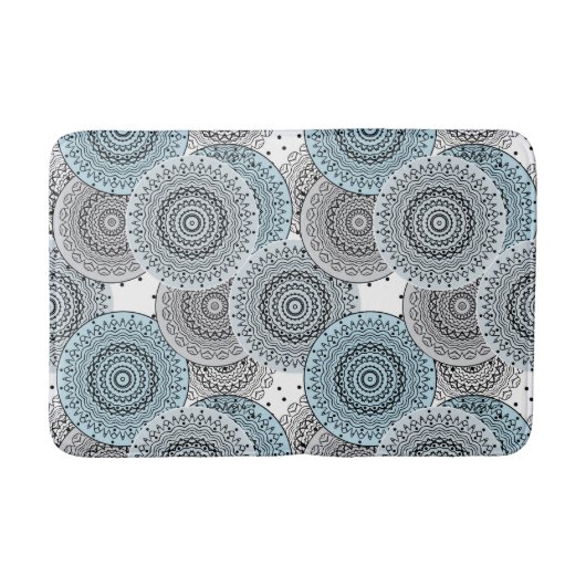 Tapis De Bain Rétro, rétro motif, bleu et gris, élégant (Devant)