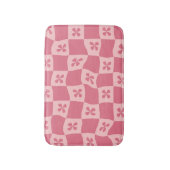 Tapis De Bain Retro rose À damiers motif floral (Devant (Vertical))