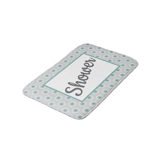Tapis De Bain Retro-Style Gray Aqua Circle Pattern Customizable (Angle)