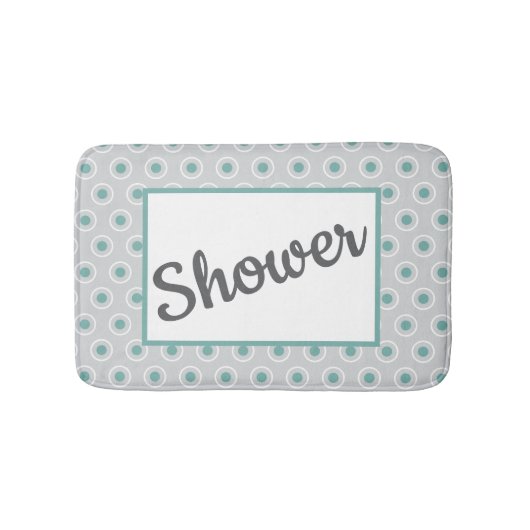 Tapis De Bain Retro-Style Gray Aqua Circle Pattern Customizable (Devant)