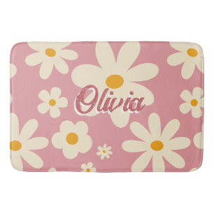 Tapis De Bain Retro super marguerite boho désert rose