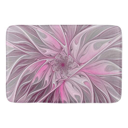 Tapis De Bain Rêve de fleur rose fractal, Motif d'Imaginaire flo (Devant)