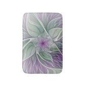Tapis De Bain Rêve de fleurs, Abstrait violet vert Fractal Art (Devant (Vertical))