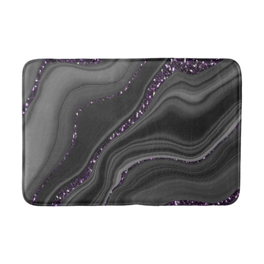 Tapis De Bain Rêve d'Parties scintillant d'Agate blanc gris-noir (Devant)