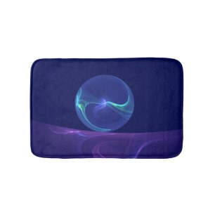 Tapis De Bain Rêve Violet Bleu Lumineux Art Fractal Abstrait