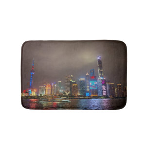 Tapis De Bain Rêves électriques - Futuriste Shanghai Skyline, A