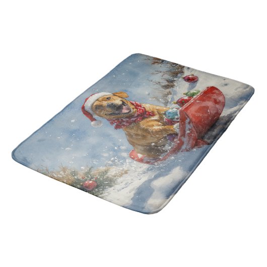 Tapis De Bain Rhodesian Ridgeback Dog dans Sledge Noël (Angle)