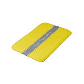 Tapis De Bain Ribbon jaune uni, gris charbon Nom Monogramme (Angle)