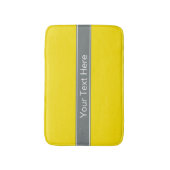 Tapis De Bain Ribbon jaune uni, gris charbon Nom Monogramme (Devant (Vertical))