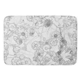 Tapis De Bain Rideau de douche motif léger gris marguerites