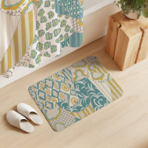 Rideaux à motifs mixtes Crème Jaune Aqua Menthe Be
