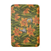 Tapis De Bain Robins et fleurs de lys, orange et vert foncé (Devant (Vertical))