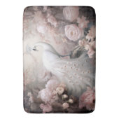 Tapis De Bain Rocher blanc romantique et Fleurs rose pâle (devant Vertical)
