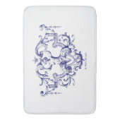 Tapis De Bain Rococo Sirène Rococo Baroque Bleu & Blanc (devant Vertical)