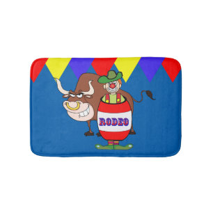 Tapis De Bain Rodéo Clown En Baril Et Bull Décor De Bain Occiden