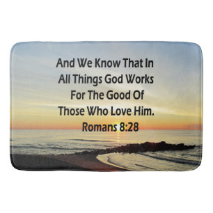 TAPIS DE BAIN ROMAINS DU SOLEIL 8:28 SCRIPTURE VERSE