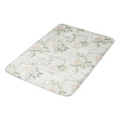 Tapis De Bain Romantic Blush Roses Blanches Rayures Florales (Angle)