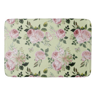 Tapis De Bain Romantique rose roses motif floral cottage shabby