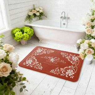 Tapis De Bain Romantique Shabby Chic Rouge Rouille Monsieur Mada