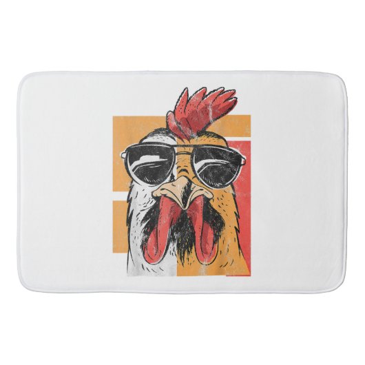 Tapis De Bain Rooster cool portant lunettes de soleil Retro Vint (Devant)