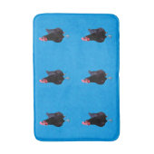 Tapis De Bain Rooster Noir Sur Arrière - plan Bleu, (Devant (Vertical))