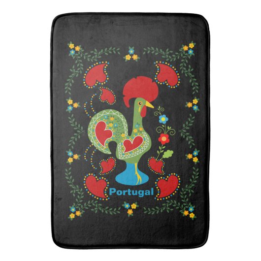Tapis De Bain Rooster portugais de la chance en vert (devant Vertical)