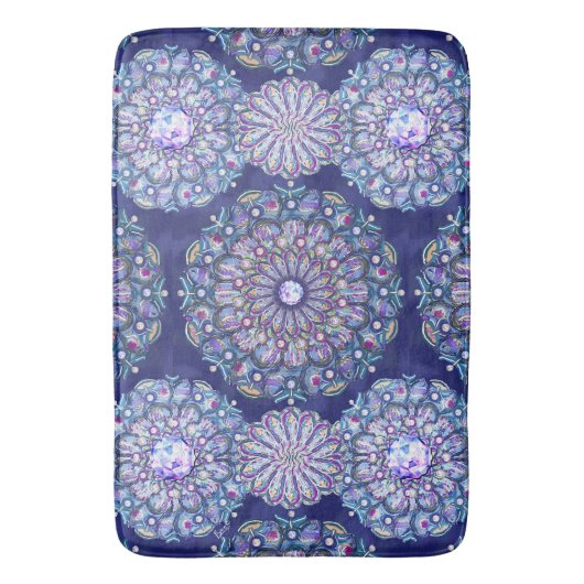 Tapis De Bain Rosace bleue (devant Vertical)
