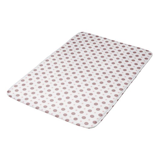 Tapis De Bain rose à thé (rouge) et points blancs (Angle)