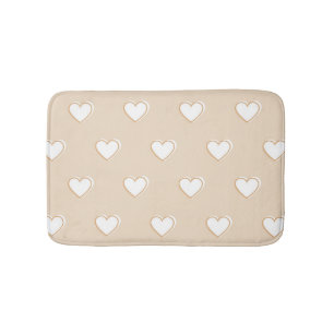 Tapis De Bain Rose blanc Beige mignon Motif de coeur simple