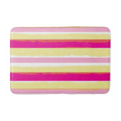 Tapis De Bain Rose Blanc Jaune Rayures d'Été (Devant)