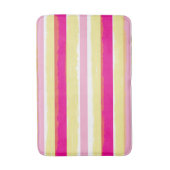 Tapis De Bain Rose Blanc Jaune Rayures d'Été (Devant (Vertical))