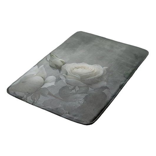 Tapis De Bain Rose blanche (Angle)