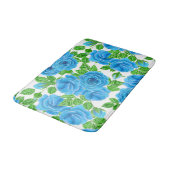 Tapis De Bain Rose bleu aquarelle motif transparent (Angle)