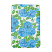 Tapis De Bain Rose bleu aquarelle motif transparent (Devant (Vertical))