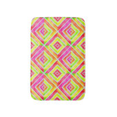 Tapis De Bain Rose chaud, motif d'aquarelle rétro chartreuse (Devant (Vertical))