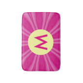 Tapis De Bain Rose chaud soleil éclat Monogramme jaune Cercle (Devant (Vertical))