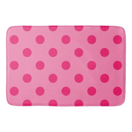Tapis De Bain Rose Chaud Sur Pois Rose Design Motif (Devant)