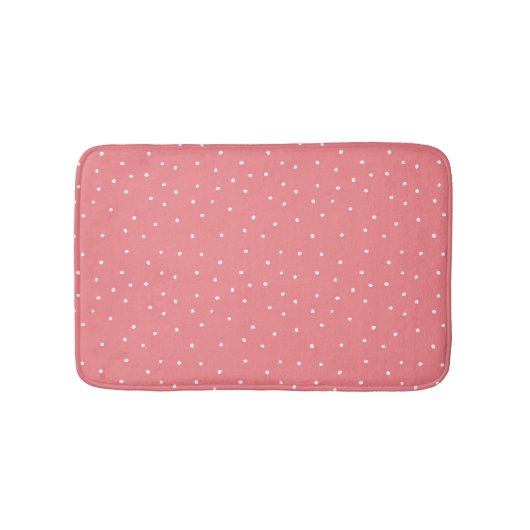 Tapis De Bain Rose Corail Points Dispersés (Devant)