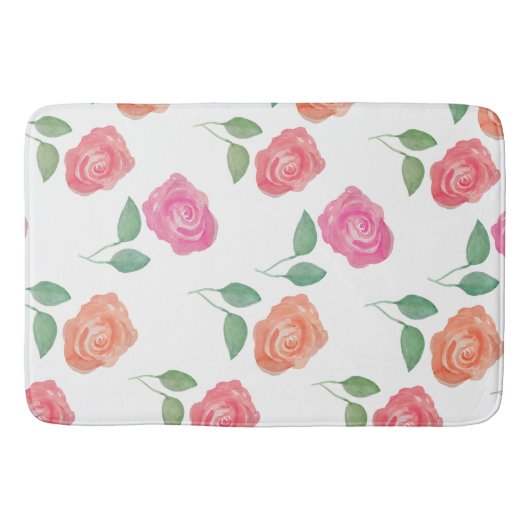 Tapis De Bain Rose d'aquarelle florale (Devant)