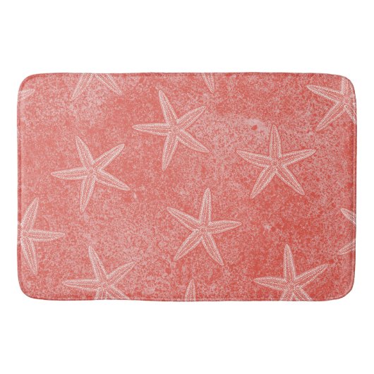 Tapis De Bain Rose de corail d'étoiles de mer (Devant)