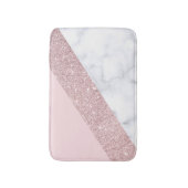 Tapis De Bain rose de marbre blanc de parties scintillantes (Devant (Vertical))