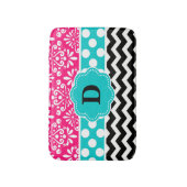 Tapis de bain rose de monogramme de Chevron de (Devant (Vertical))