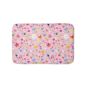 Tapis De Bain rose de motif de bande dessinée d'amusement