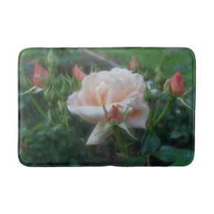 Tapis De Bain Rose De Pêche Rêvé Et Fleur De Rosebuds